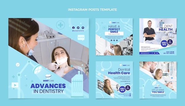 Vector flat medical instagram posts collection