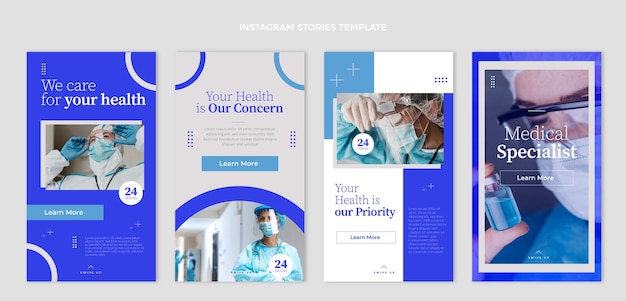 Vector flat medical instagram stories template