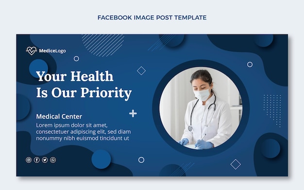 Flat medical social media post template