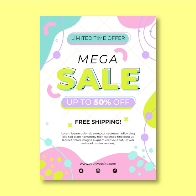 Vector flat mega sales poster template