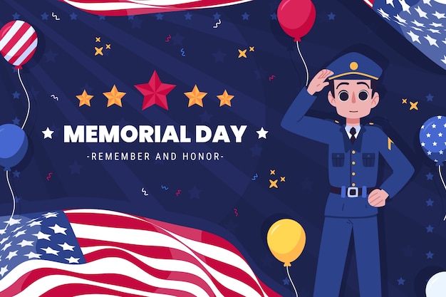 Vector flat memorial day background