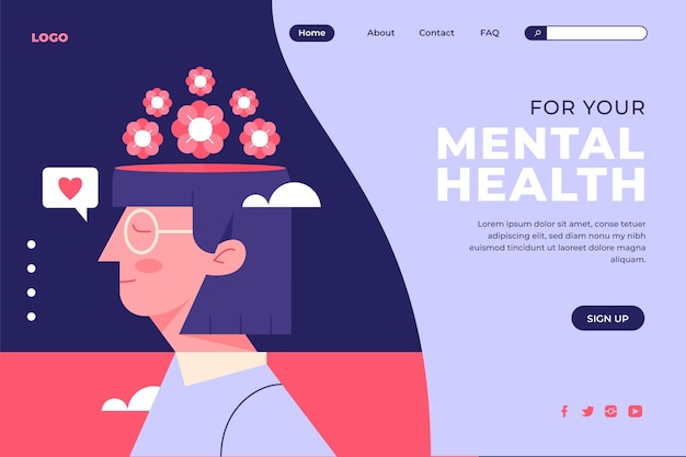 Flat mental health landing page template