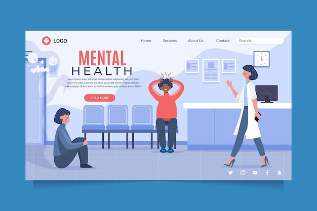 Flat mental health landing page