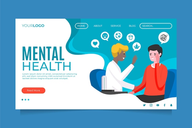 Flat mental health landing page