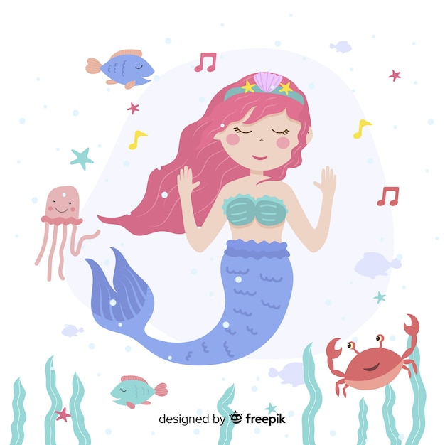 Flat mermaid background