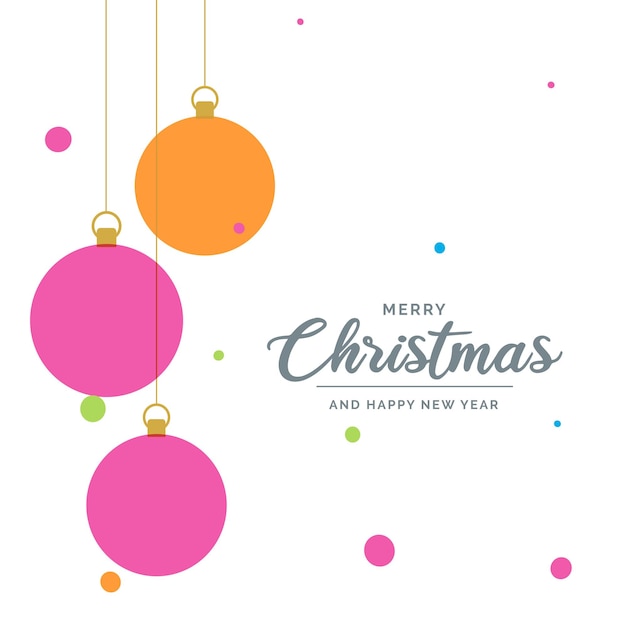 Flat merry christmas decorative Ball elements hanging Vector background illustration
