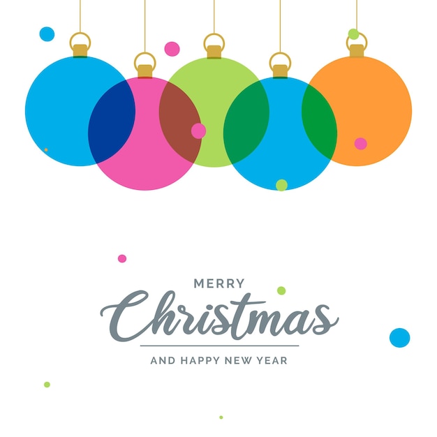 Vector flat merry christmas decorative ball elements hanging vector background illustration