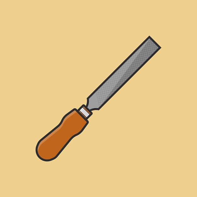 Flat Metal File Tool Illustration Vector Icon