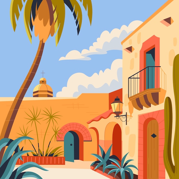 Vector flat mexico illustration