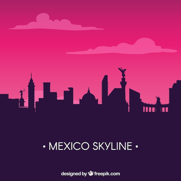 Flat mexico skyline background