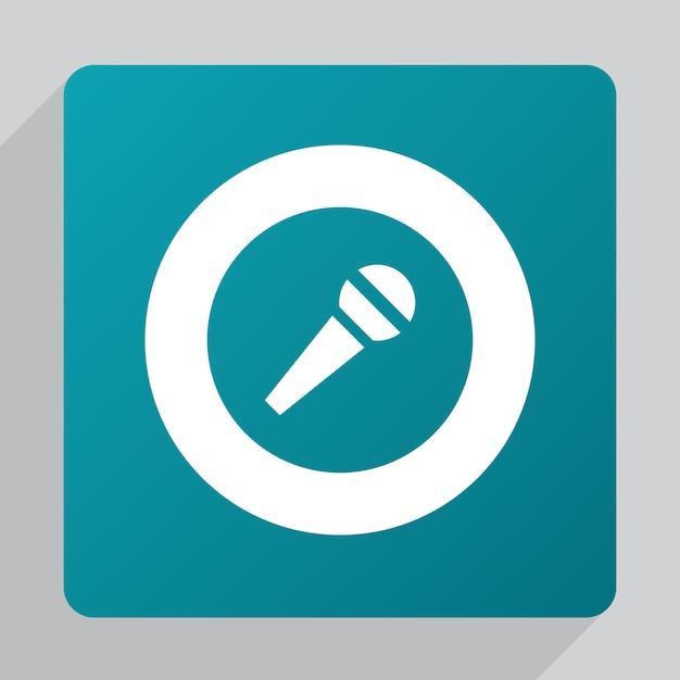 Flat microphone icon, white on green background