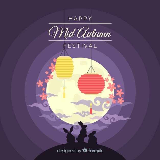 Flat mid autumn festival background