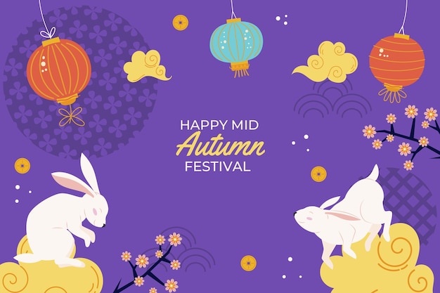 flat mid-autumn festival background