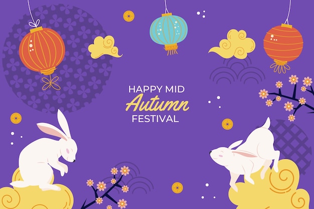 Flat mid-autumn festival background