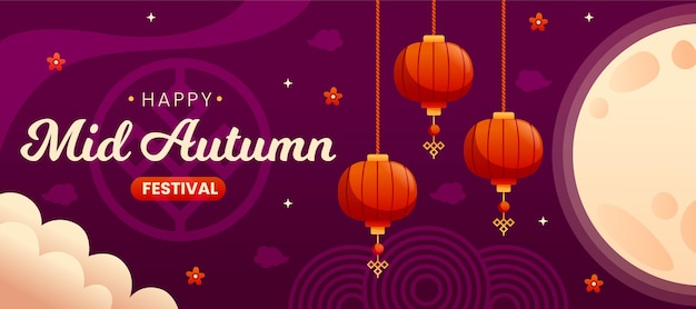 Flat mid-autumn festival banner