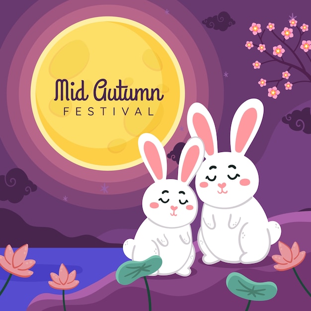 Flat mid-autumn festival illustration