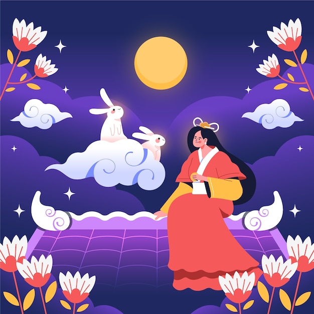 Vector flat mid-autumn festival illustration