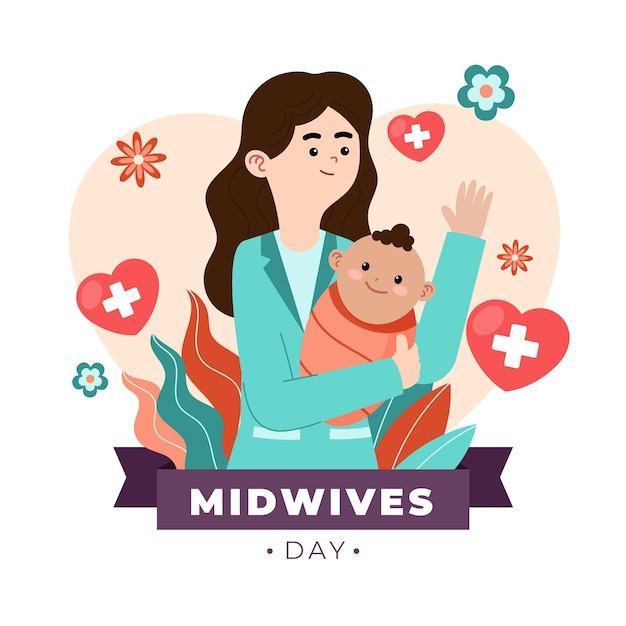 Vector flat midwives day illustration