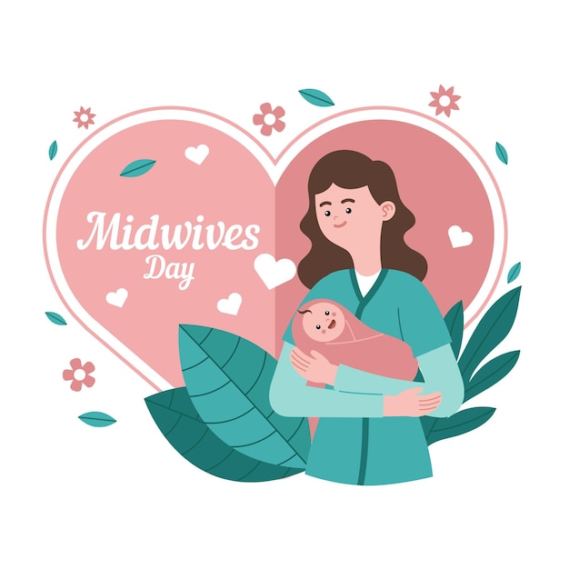 Flat midwives day illustration