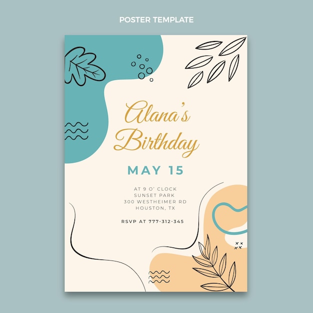 Vector flat minimal birthday poster