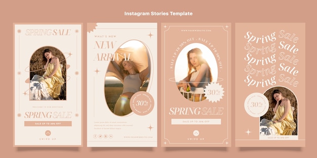 Vector flat minimal boutique instagram stories collection
