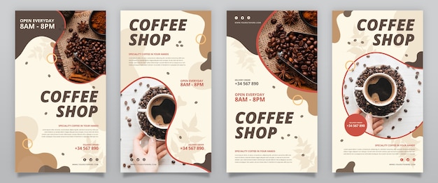 Flat minimal coffee shop instagram stories collection