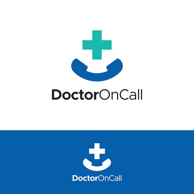 Flat and Minimal Doctor on Call Logo with plus sign