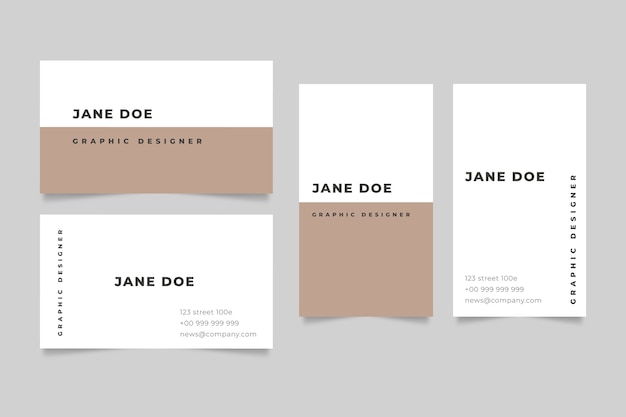 Flat minimal double-sided horizontal and vertical business card template