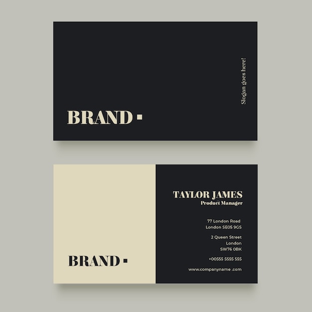 Vector flat minimal horizontal double-sided business card template