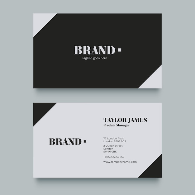 Flat minimal horizontal double-sided business card template
