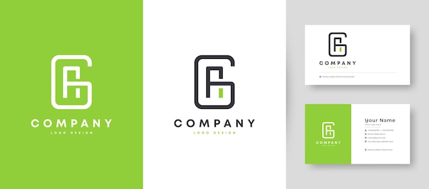 Flat minimal initial ag, ga letter logo with premium business card design   template