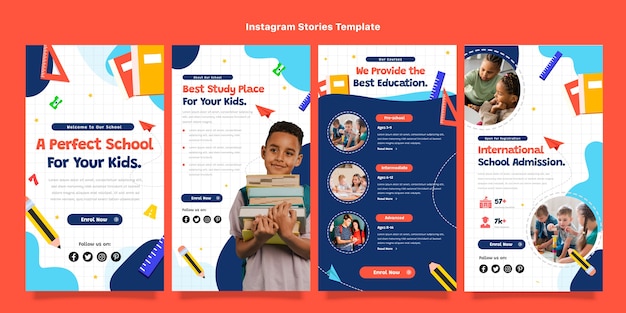 Flat minimal international school instagram stories collection