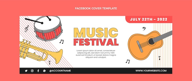 Vettore copertina facebook flat minimal music festival