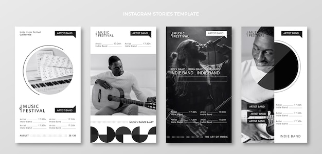 Vector flat minimal music festival instagram stories