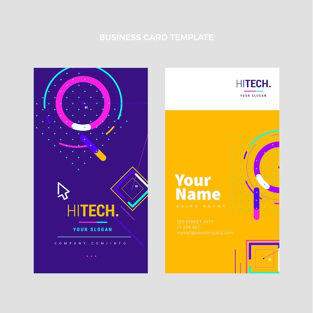 Vector flat minimal technology business card vertical