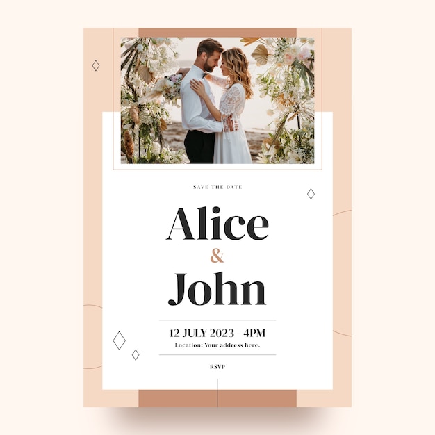 Flat minimal wedding poster template
