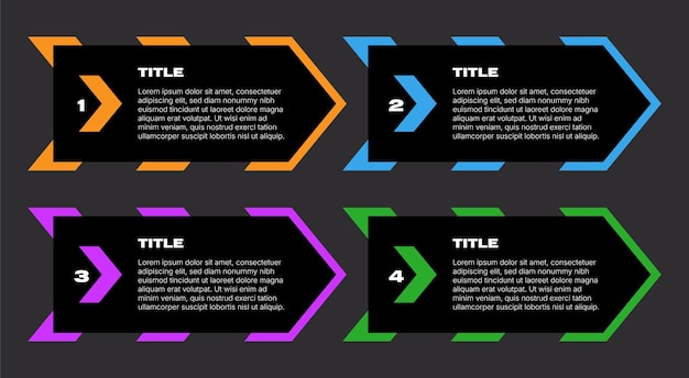 flat minimalist dark mode infographic steps template