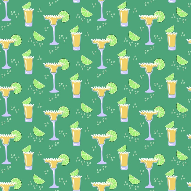 Flat minimalistic tequila cocktails pattern