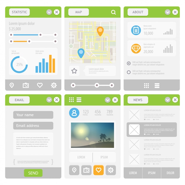 Vector flat mobile ui design