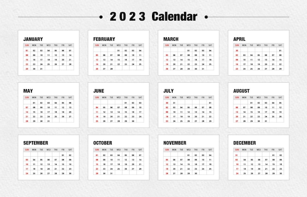 Vettore design piatto moderno del modello di progettazione del calendario del nuovo anno 2023