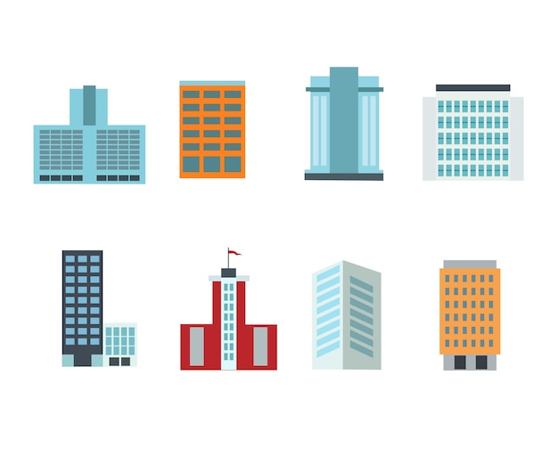 Vector flat modern building set illustration