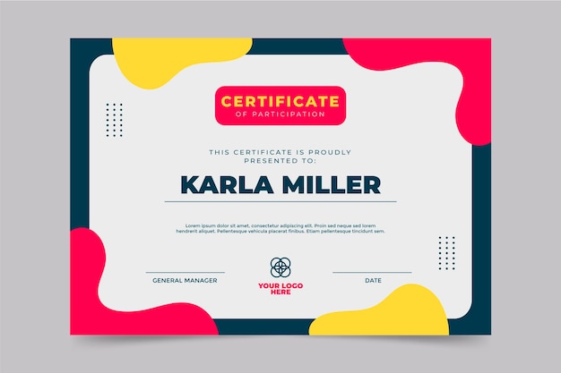 Flat modern certificate of participation template