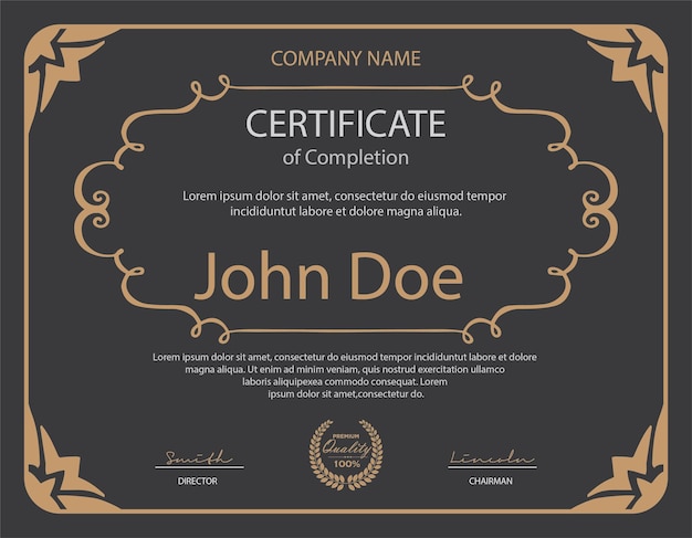 flat modern certificate template and certificate of achievement and certificate of completion and ce