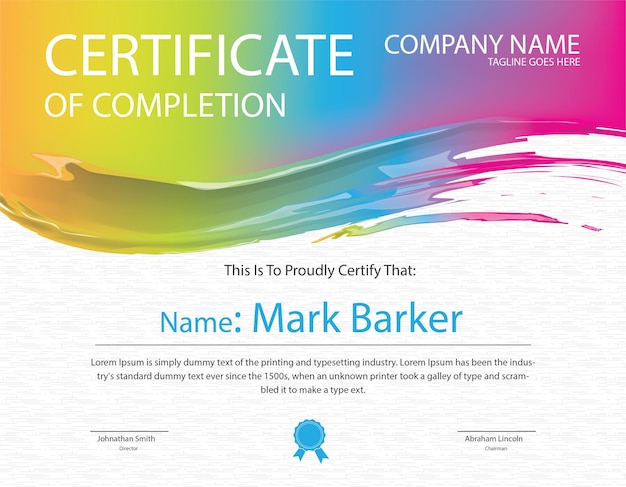 flat modern certificate template and certificate of achievement and certificate of completion
