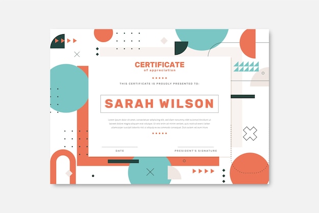 Flat modern certificate template