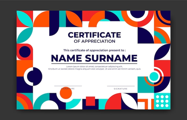 Vector flat modern certificate template