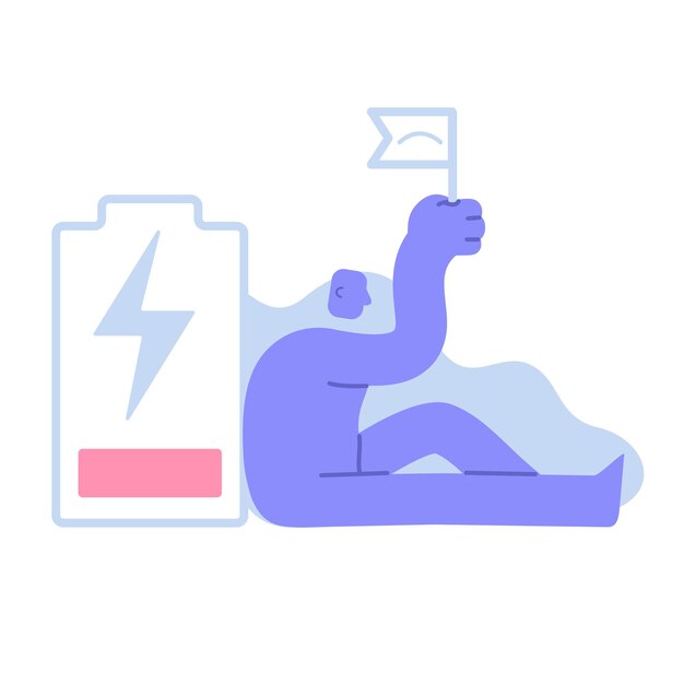 flat modern character professional burnout syndrome low energy and working burnout concept