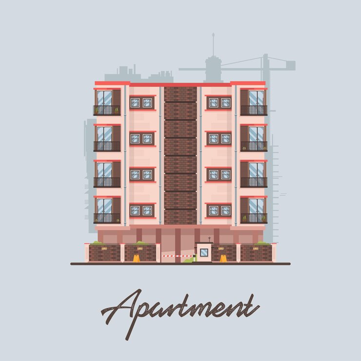 Vector flat modern colorful apartment building