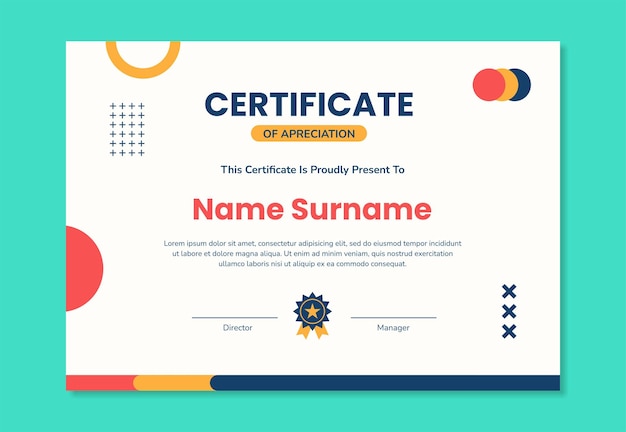 Flat modern colorful certificate design