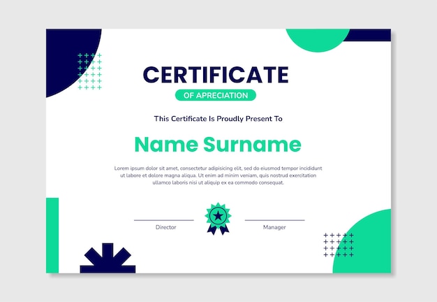 Flat modern colorful certificate template design
